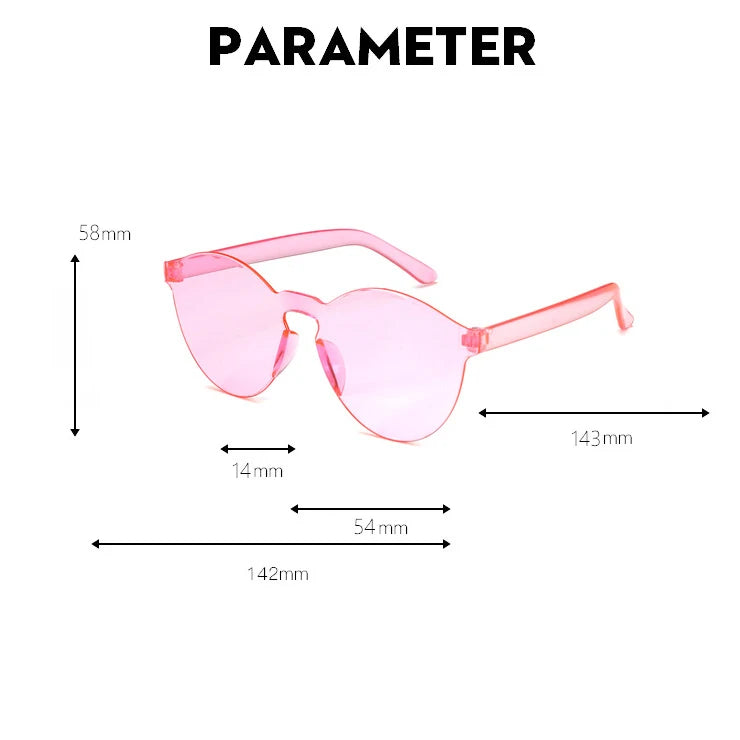 Color Sunglasses Women Ladies Cat Ear Round Rimless Sun Glasses Female Girls Ocean Candy Lens Shades Fashion Eyewear Men UV400