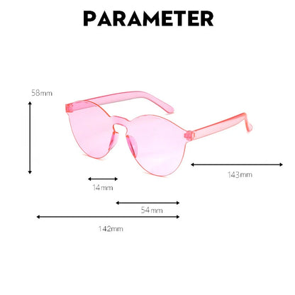 Color Sunglasses Women Ladies Cat Ear Round Rimless Sun Glasses Female Girls Ocean Candy Lens Shades Fashion Eyewear Men UV400