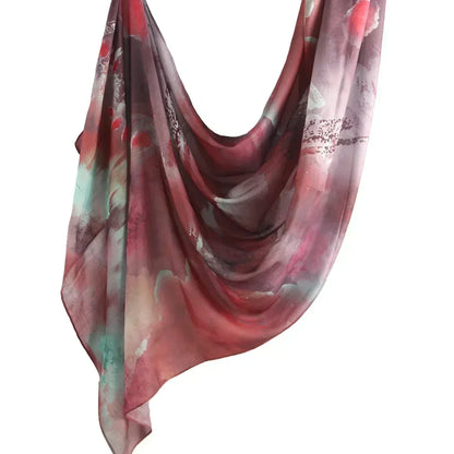 Watercolour Floral Printed Breathable Light Weight Soft Cotton Rayon Viscose Woven Muslim Women Shawl Hijab Scarf