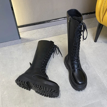 Sexy High Boots Knee-high Pu Boots High Heels For Women Fashion Shoes 2020 Spring Autumn Booties Female Plus Size2021