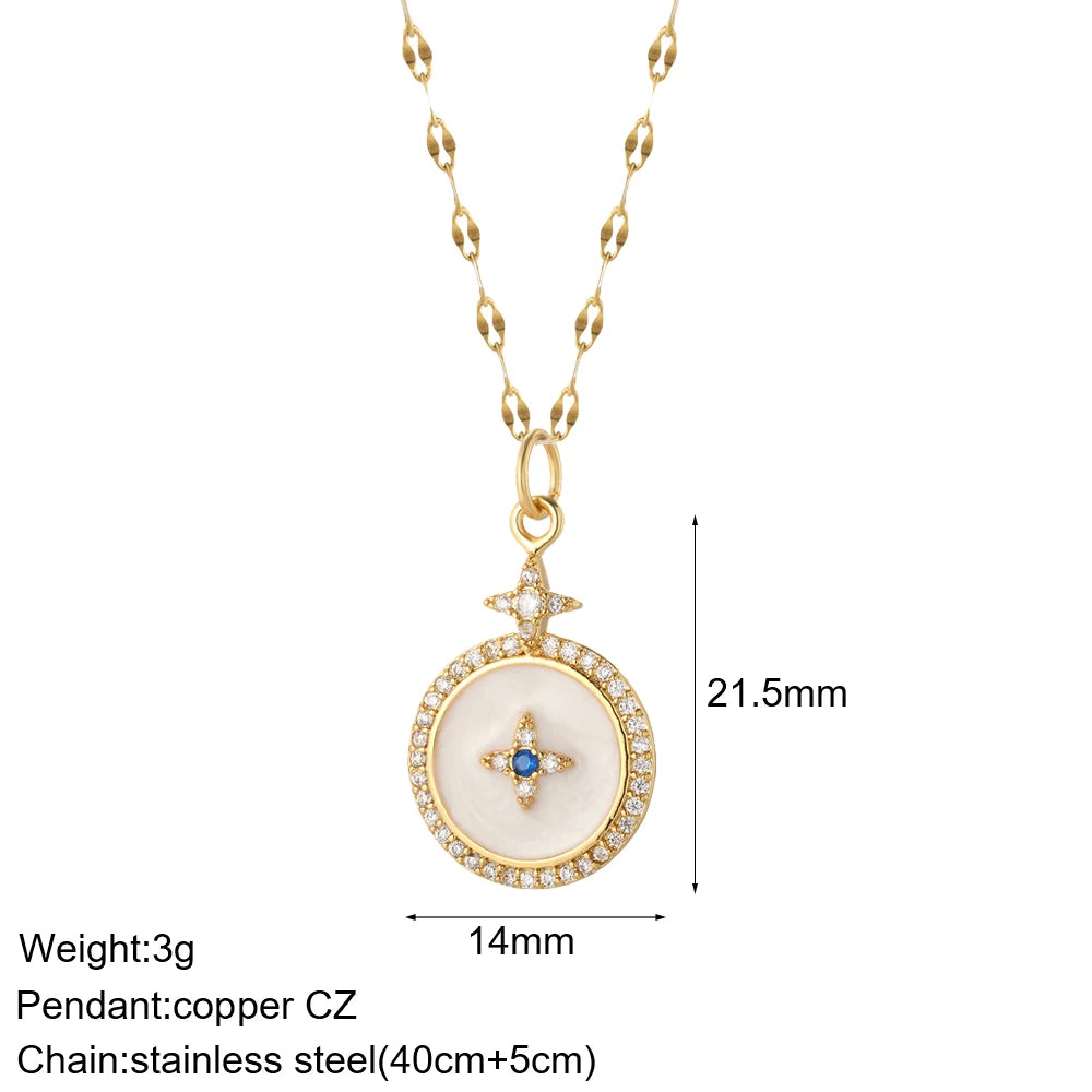 Heart Evil Blue Eye Sun Necklace for Women Cute Dog Bee Elephant Gold Color Pendant Woman's Collars Long Stainless Steel Chains