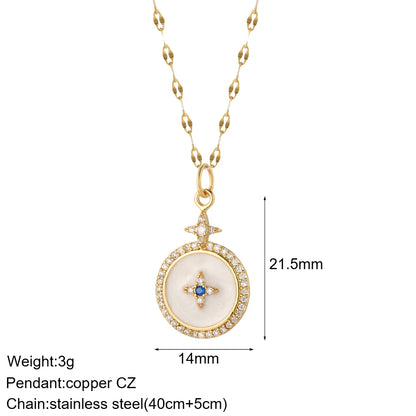 Heart Evil Blue Eye Sun Necklace for Women Cute Dog Bee Elephant Gold Color Pendant Woman's Collars Long Stainless Steel Chains