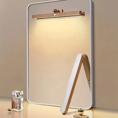 Modern Wooden LED Night Light - Touch-Controlled, Rechargeable, Wall Mount or Freestanding Lamp, Wireless LED Makeup Light