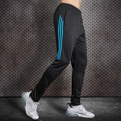 Quick Dry Mens Sports Soccer Football Training Pants With Zipper Pockets Running Jogging Long Pants