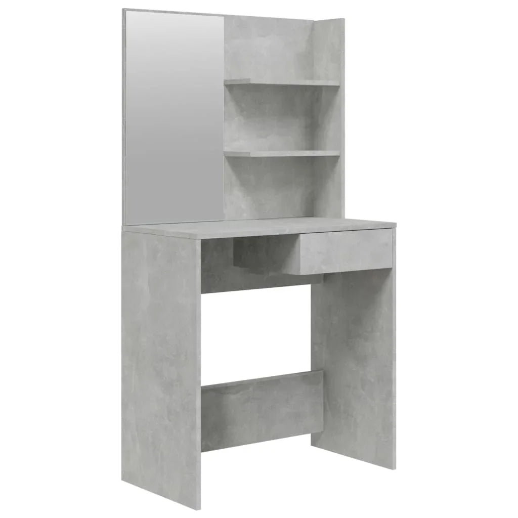 Table with mirror gray concrete 74,5x40x141 cm Modern dresser room furniture girl bedroom bedside cabinet storage vanity makeup