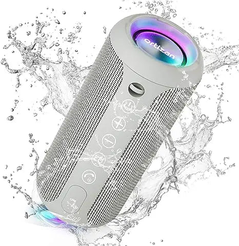 Ortizan Portable Bluetooth Speakers with Bass Boost,IPX7 Waterproof,Suporrt TF Card/AUX,RGB Lights,30H Playtime,24W Loud Drivers