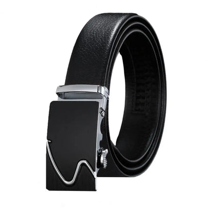 Men Belt High-quality Men's Automatic Business Belt with Smooth Faux Leather Alloy Buckle Durable Anti-slip Belt for Formal