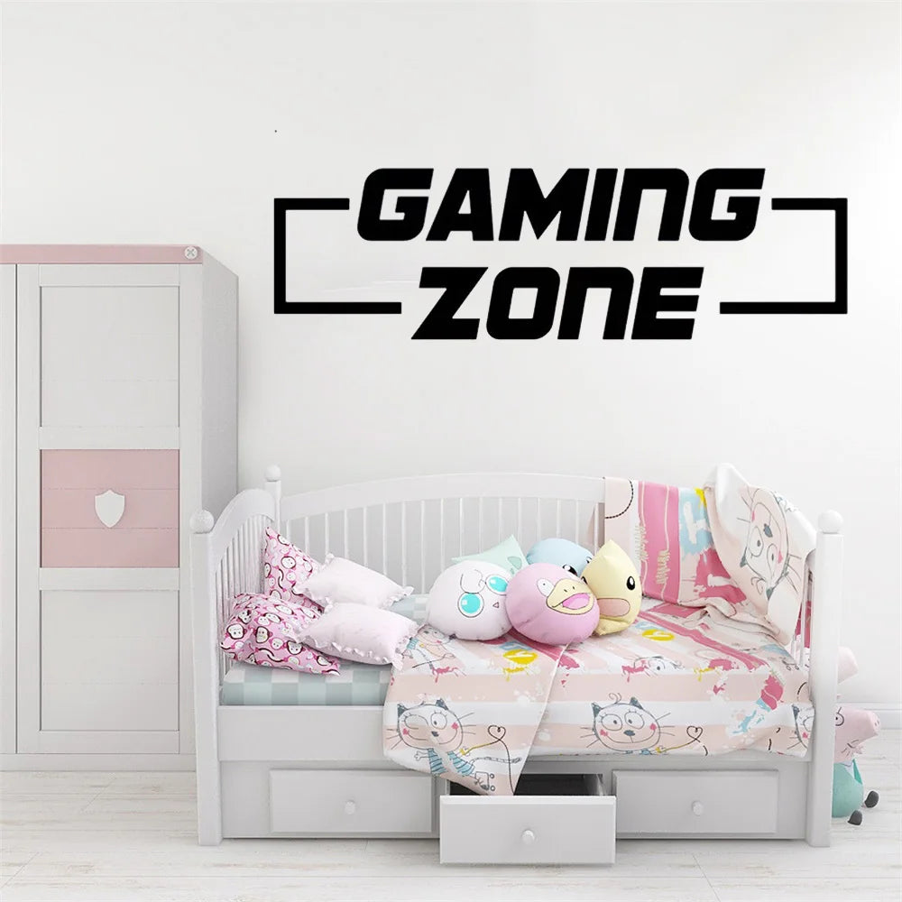 Gaming Zone Video Game Wall Sticker Playroom Bedroom Gaming Zone Gamer Xbox Ps4 Quote Wall Decal Kids Room Vinyl Decor