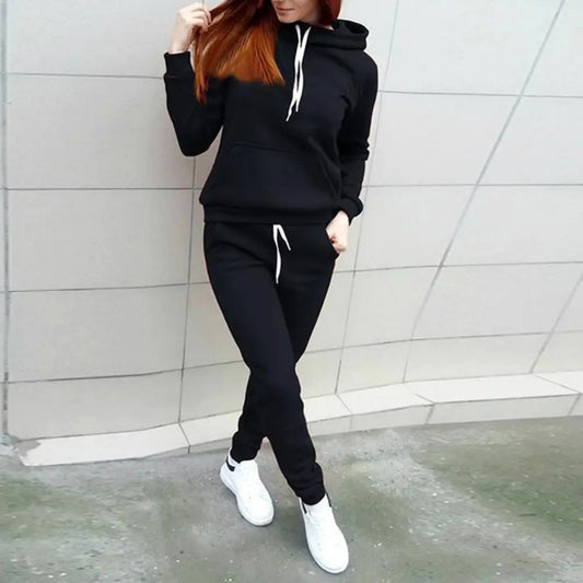 Woman Tracksuit Two Piece Set Winter Warm Hoodies+Pants Pullovers Sweatshirts Female Jogging Woman Clothing Sports Suit Outfits