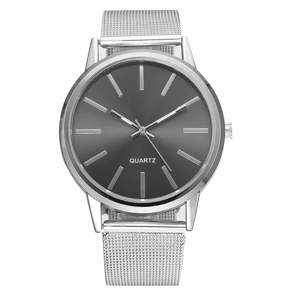 Luxury New High Quality Stainless Steel Mesh Strap Watch Quartz Movement Waterproof Women Man Casual Watches Gifts for Woman