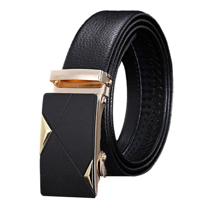 Men Belt High-quality Men's Automatic Business Belt with Smooth Faux Leather Alloy Buckle Durable Anti-slip Belt for Formal