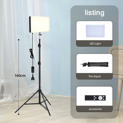 LED Photo Studio 3000k-6500k Video Fill Lamp Light Panel Photography Lighting With Tripod Stand Long Arm EU Plug For Live Stream