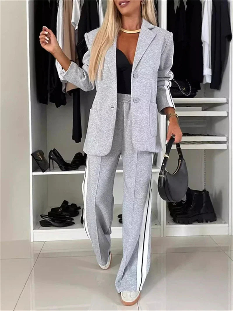 Streetwear 2 Piece Sets Women Outfit Winter Fall Clothes 2024 Women Blazer Coat Top and Pants Sets Casual Blazers Suit Woman Set