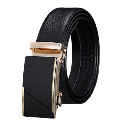 Men Belt High-quality Men's Automatic Business Belt with Smooth Faux Leather Alloy Buckle Durable Anti-slip Belt for Formal