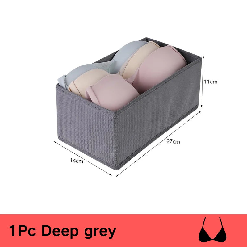 3pcs/1set Underwear Storage Box Foldable Non-woven Storage Box Six-piece Set Underwear Bra Socks Drawer Storage Finishing Box