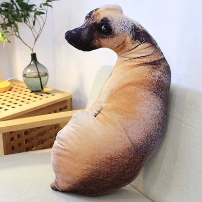 3D Lifelike Animal Cute Bend Dog Printed Throw Pillow Funny Dog Head Cosplay Children Favorite Toy Cushion for Home