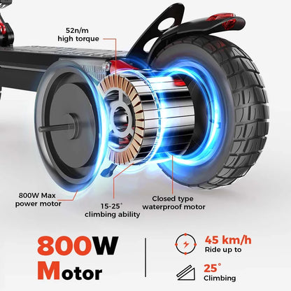 iScooter iX4 Electric Scooter 800W 15Ah Powerful Electric Kick Scooter Anti-skid Off-road Tire  45km Range  eScooter 45km/hSpeed