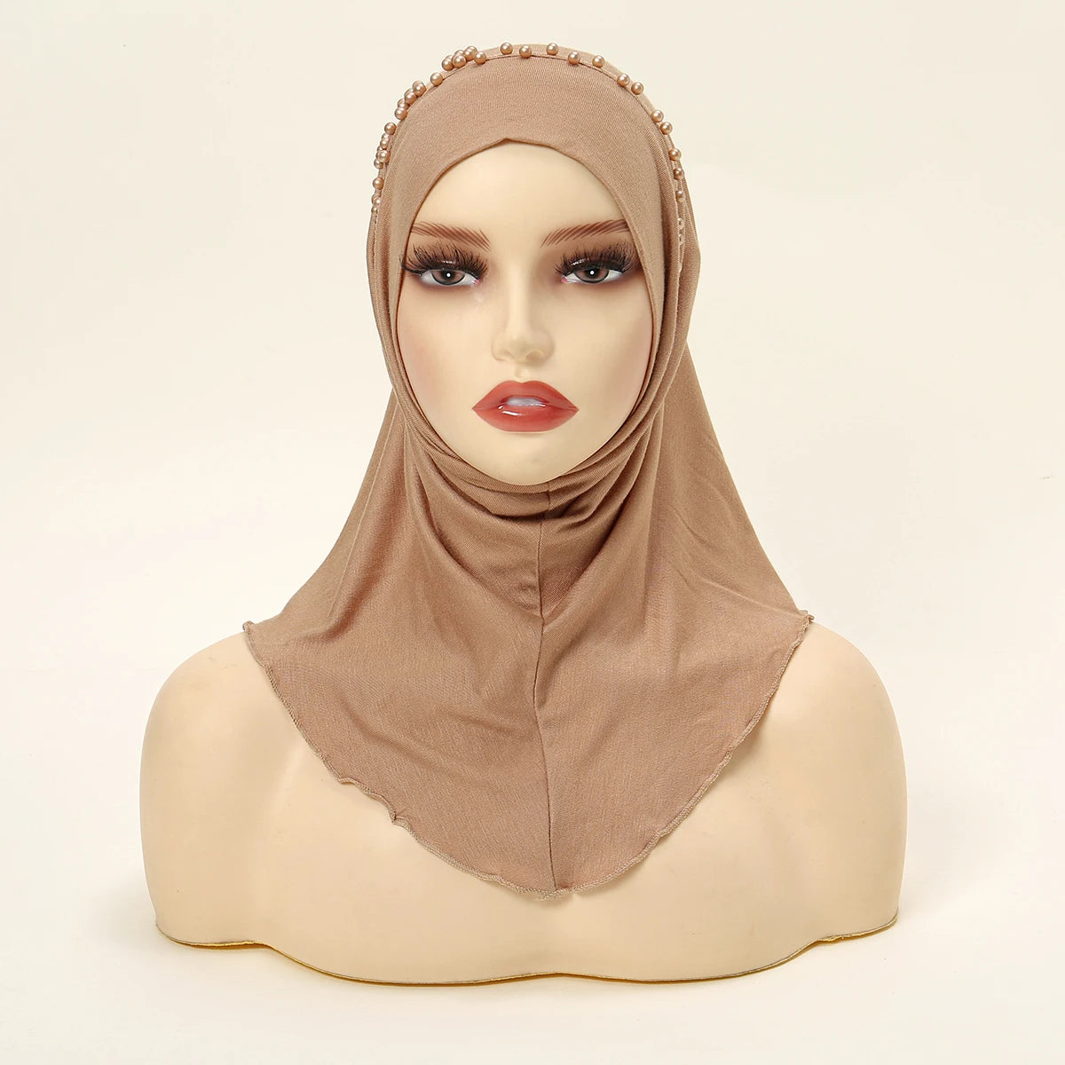 Ramadan Modal Jersey Muslim Hijab Hat Pearling Solid Inner Hijab Cap Women Islamic Turbans Head Band Musulman New Hat Bonnet