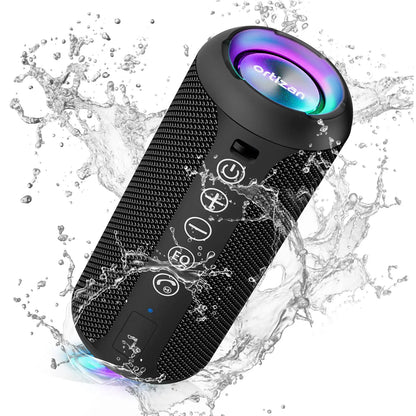 Ortizan Portable Bluetooth Speakers with Bass Boost,IPX7 Waterproof,Suporrt TF Card/AUX,RGB Lights,30H Playtime,24W Loud Drivers