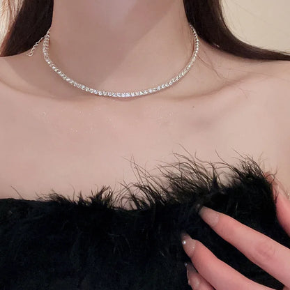 Fashion Rhinestone Heart Collar Choker Necklace for Women Simple Open Collar Necklace Torques Jewelry Accessories