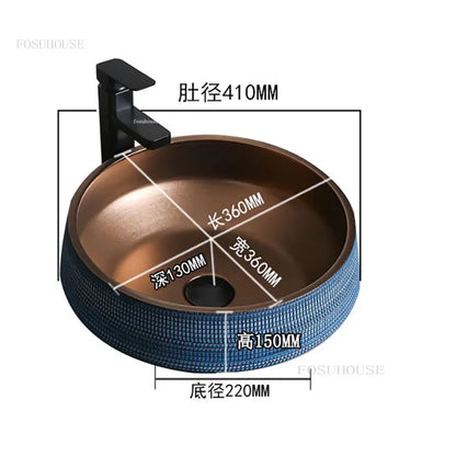 Nordic Minimalist Bathroom Sinks Creative Metal Glaze Above Counter Basin Simple Balcony Wash Basin Ceramic Bathroom Fixture