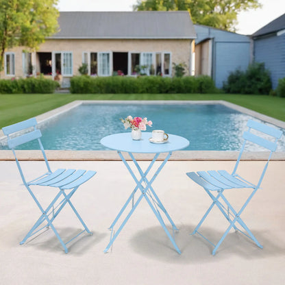 Outdoor Furniture Patio Set Bistro Table Set 3piece Steel Table And Chairs Folding Bistro Set For Lawn Balcony Backyard Yard