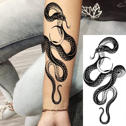 10 hojas de tatuajes temporales de flores realistas para mujeres, tatuajes falsos de medusas en el brazo, tatuajes de serpientes, rosas y peonías en 3D de larga duración