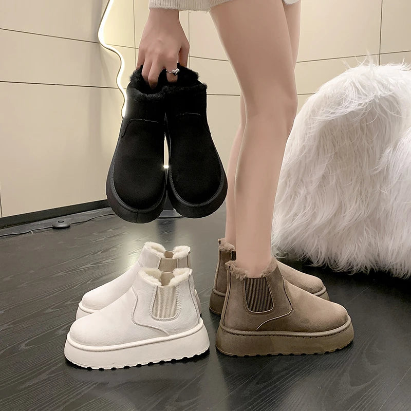 New Winter Women's Boots High-top Snow Boots Thickened Plush Warm Simple And Versatile Comfortable Outdoor Non-Slip Cotton Shoes