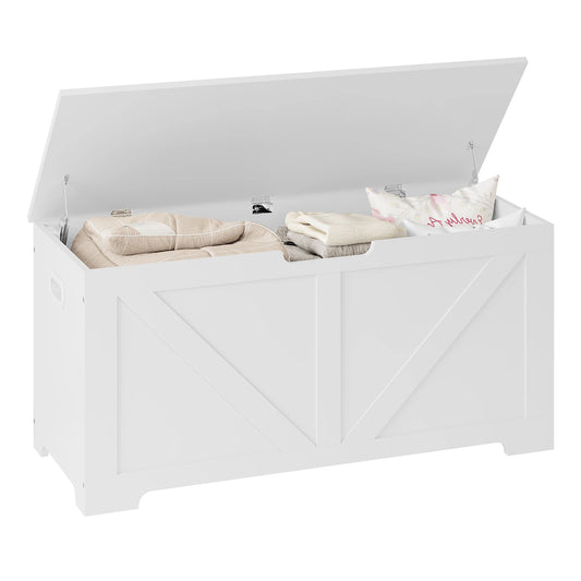 Toy Chest Cabinet 76L Storage Bench 100x47x40cm Shoe Bench with 2 Safety Hinges for Entrance Living Room Bedroom