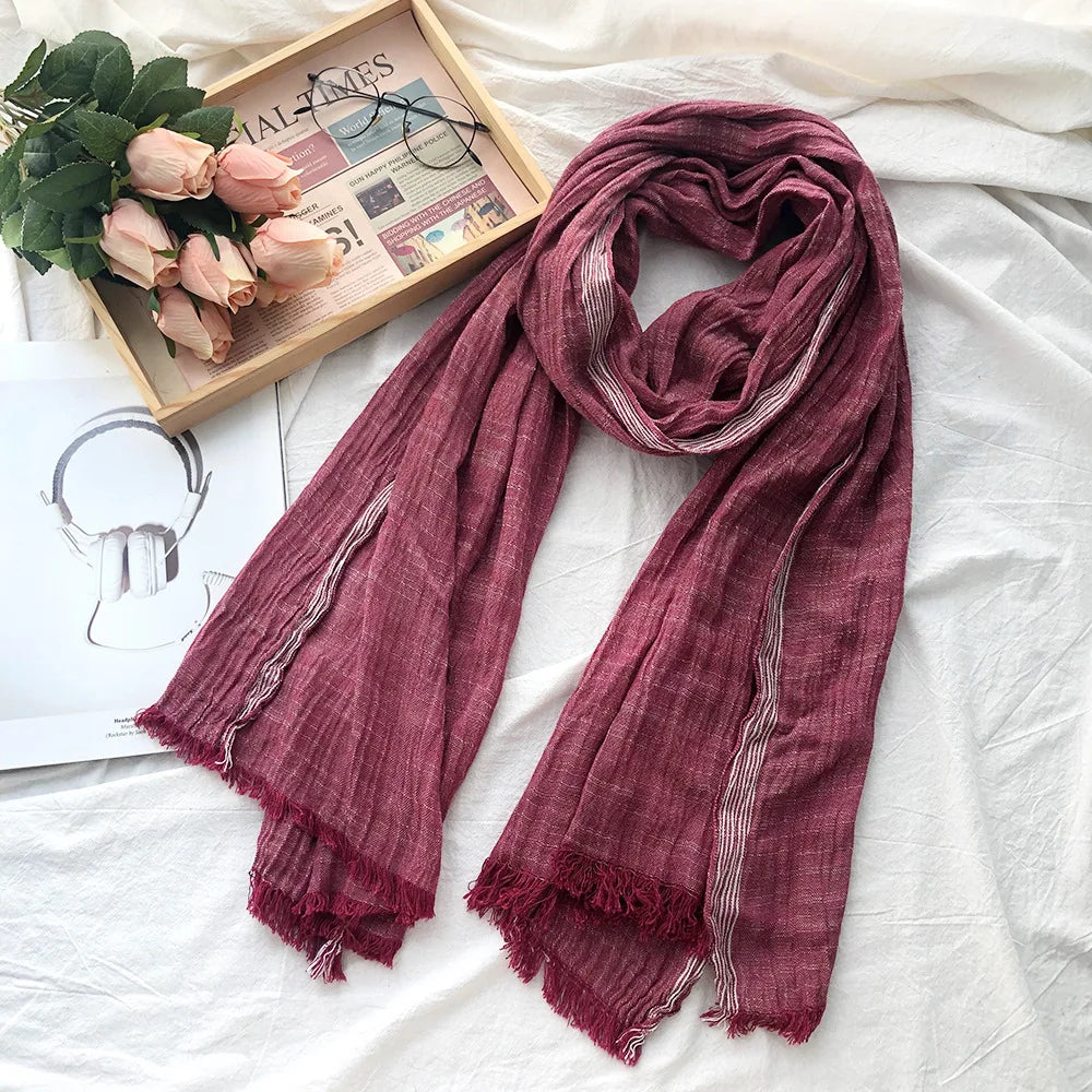 Autumn Winter Men Scarf Fashion Striped Cotton Linen Men's Scarves Warm Pashmina Neckerchief Short Tassel Bufandas Shawls