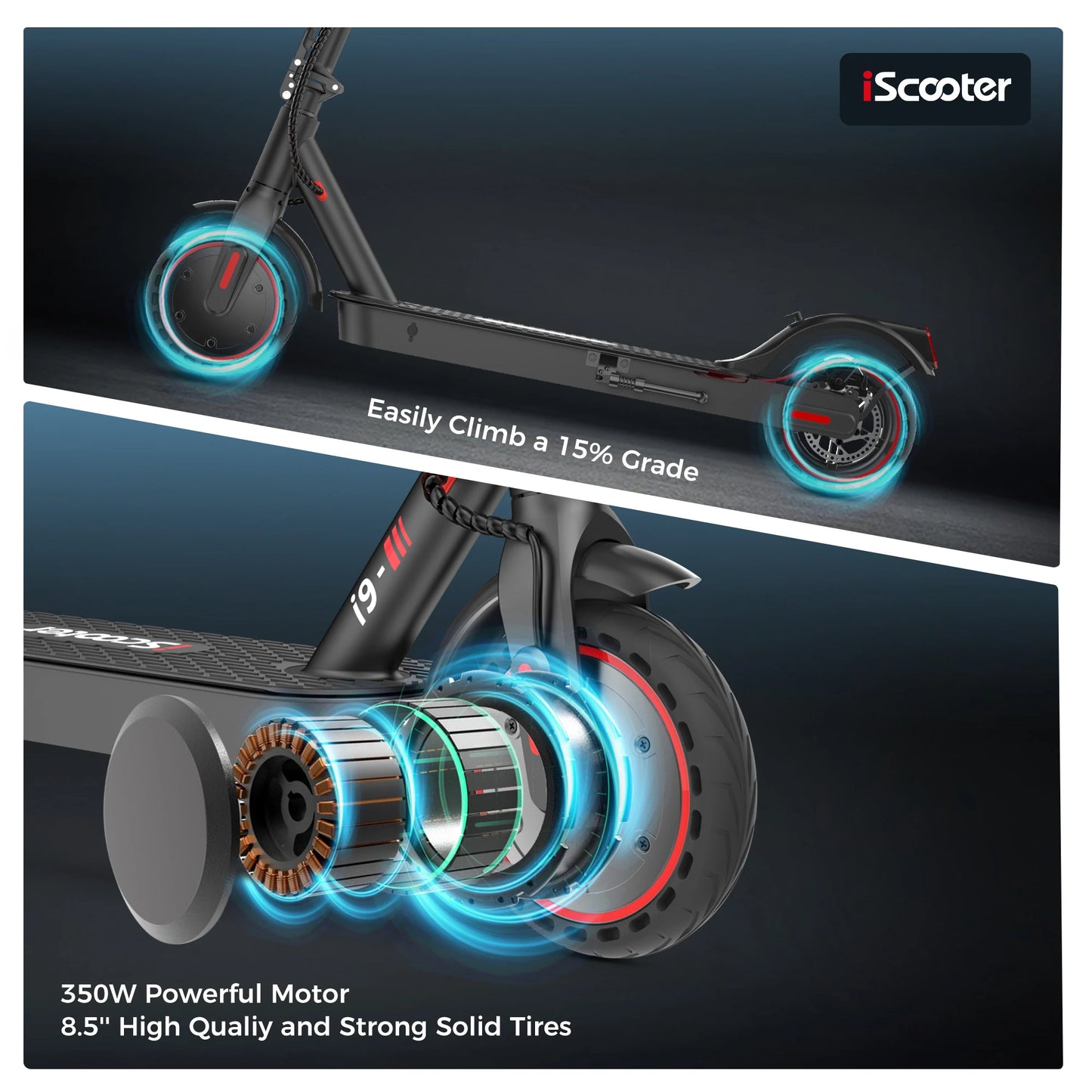 iScooter i9 Electric Scooter 350W Scooter for Adults 7.5Ah 30km/h Foldable E scooter 8.5 inch Honeycomb Tire scoorter electrico