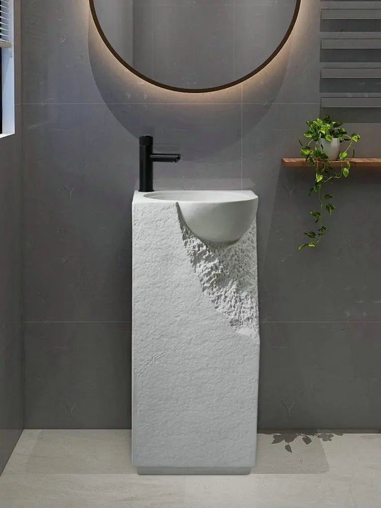 Lavabo de columna para patio al aire libre, lavabo artístico integrado de pie, lavabo creativo con personalidad para baño de hotel