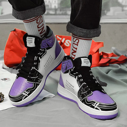 Fashion Purple High Top Casual Sneaker Men Hip-Hop Designer Anime Shoes Sneakers for Men Streetwear Platform Skateboarding Shoes