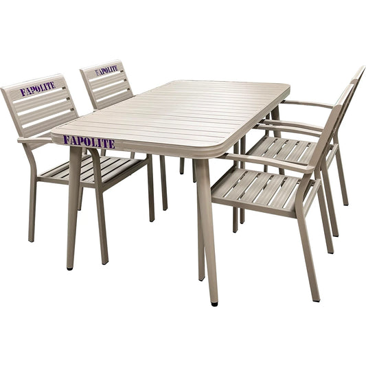 FAPOLITE Patio Dining Table and chair Courtyard Garden Furniture Sets, Aluminum Alloy, Outdoor Table and Chairs Set for 4 seats