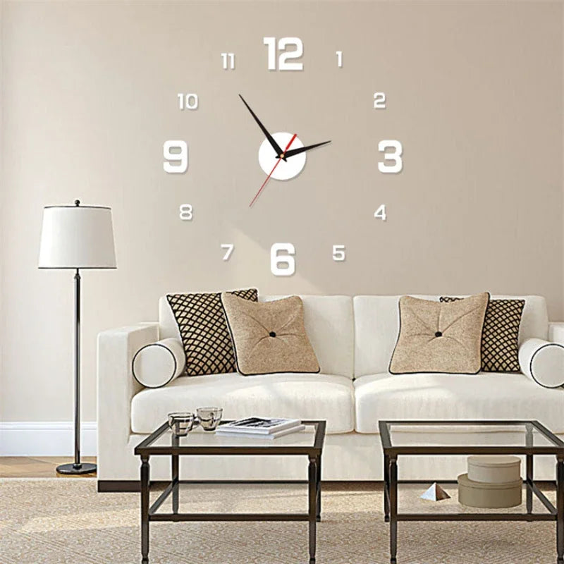 3D Luminous Wall Clock Frameless Acrylic DIY Digital Clock Wall Stickers Mute Clock for Living Room Bedroom Office Wall Decor