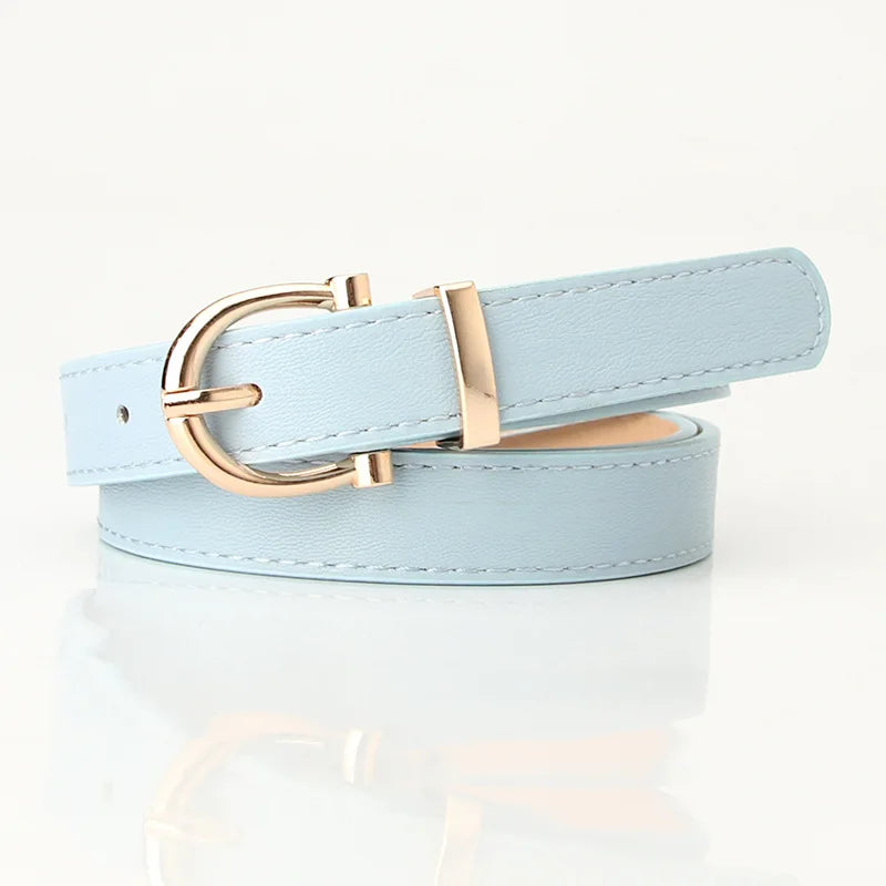 Leather Women Belts New PU Simple Metal Buckle Belt Girls Dress Jean Pants Waistband Belts for Lady Luxury Designer Brand 2023