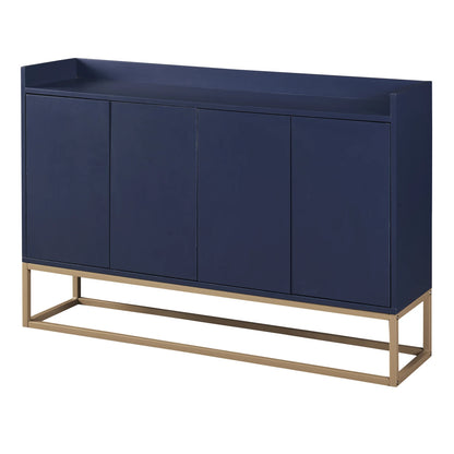 Modern minimalist style sideboard 4-door handleless buffet cabinet for dining room, living room, kitchen (navy blue)