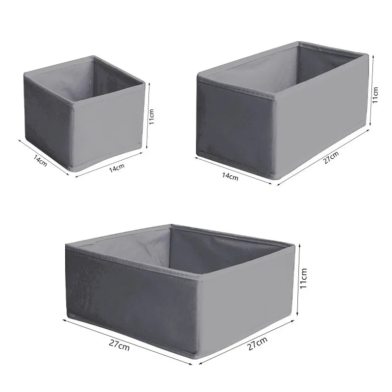 3pcs/1set Underwear Storage Box Foldable Non-woven Storage Box Six-piece Set Underwear Bra Socks Drawer Storage Finishing Box