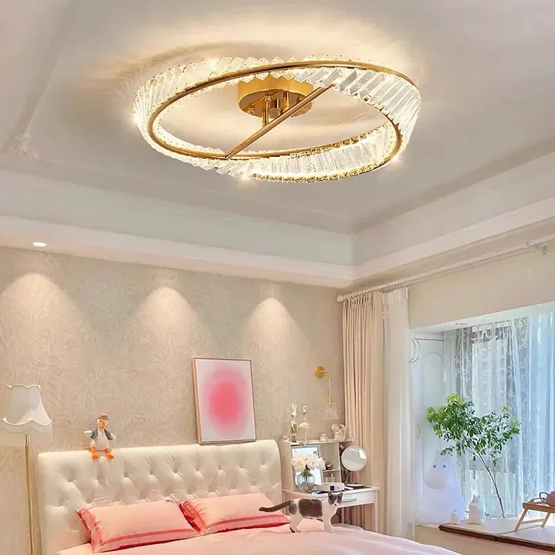 Italian Light Luxury Crystal Ceiling Lamp Postmodern Simple Round Living Room Lamp Atmospheric Bedroom Lamp New Style LED