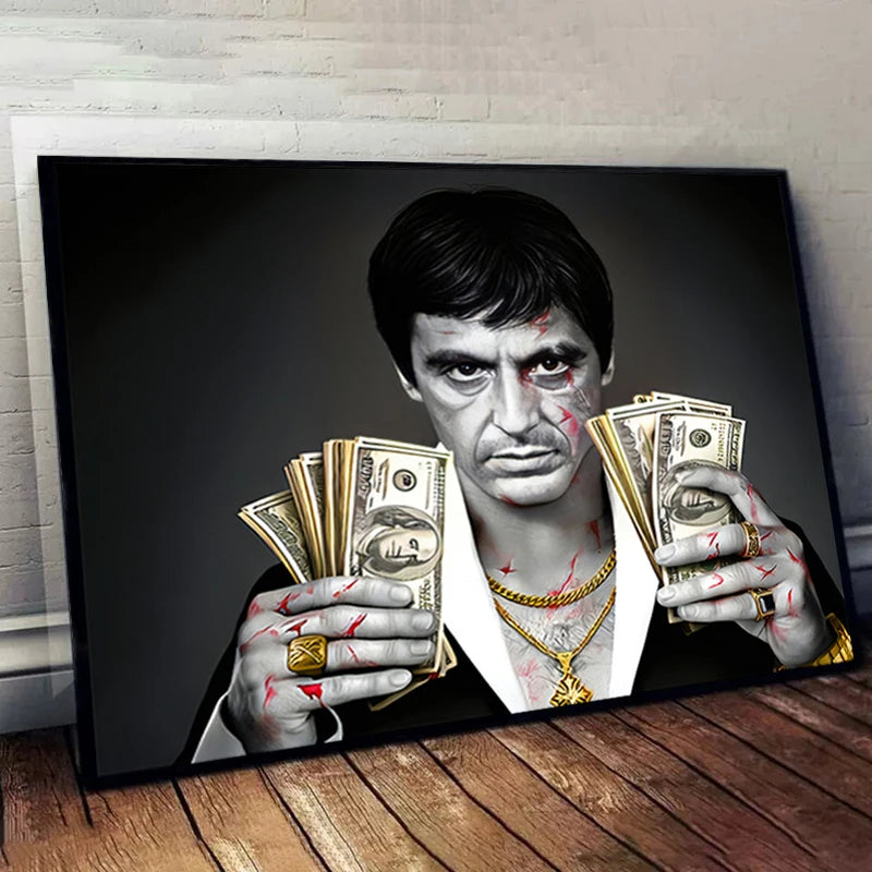 Modern Gangster Movie Scarface Posters Prints Tony Montana Money Canvas Painting Portrait Wall Art Pictures Living Room Decor