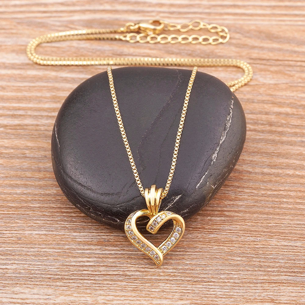 Nidin Fashion Creative Spiral Design Heart Pendant Necklace For Women Lovers Clavicle Chain Chocker Female Cute Zircon Jewlery