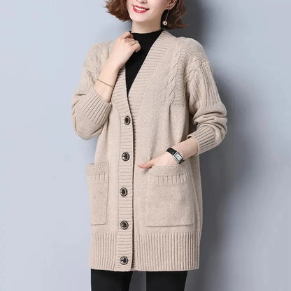 Autumn Attire Female Large Size 4XL knitting Top Coat Ladies Fashion Cardigan Sweaters Jacket Women Versatile Knitwear Outerwear