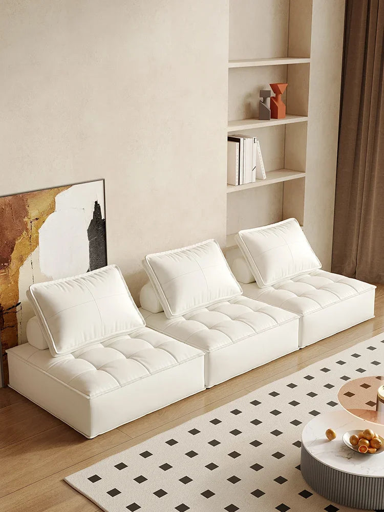 Living Room Armless Sofa Chair Soft Seated Single Sofa Bean Bag Single Chair Comfy Floor Sofa with Removable Pillow Couch