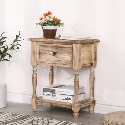 American Rural Solid Wood Bedside Cabinet Drawer Type Storage Living Room Cabinet Multi-functional Seam Storage Cabinet