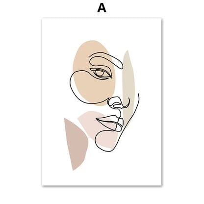 Abstract Line Women Face Couple Kiss Posters Hand In Hand Butterfly Prints Minimalism Nordic Wall Art Canvas Painting Home Decor