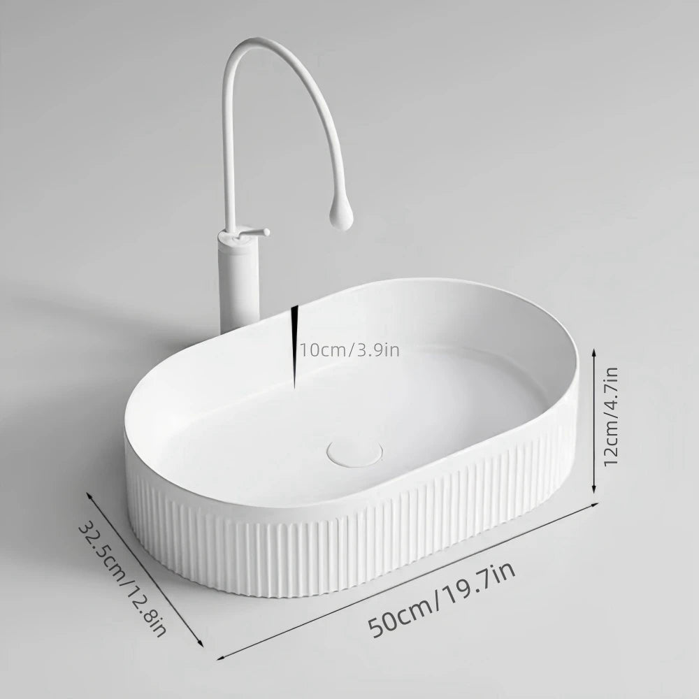 1 modern ceramic bathroom large sink, bathroom sink, modern home vanity basin (excluding faucet), suitable for balcony bathroom,