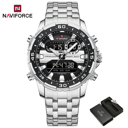 Original Brand NAVIFORCE Quartz Watch For Men  Sports Stainless Steel Strap Wrist Watches Waterproof Analog Digitals Clock 2024