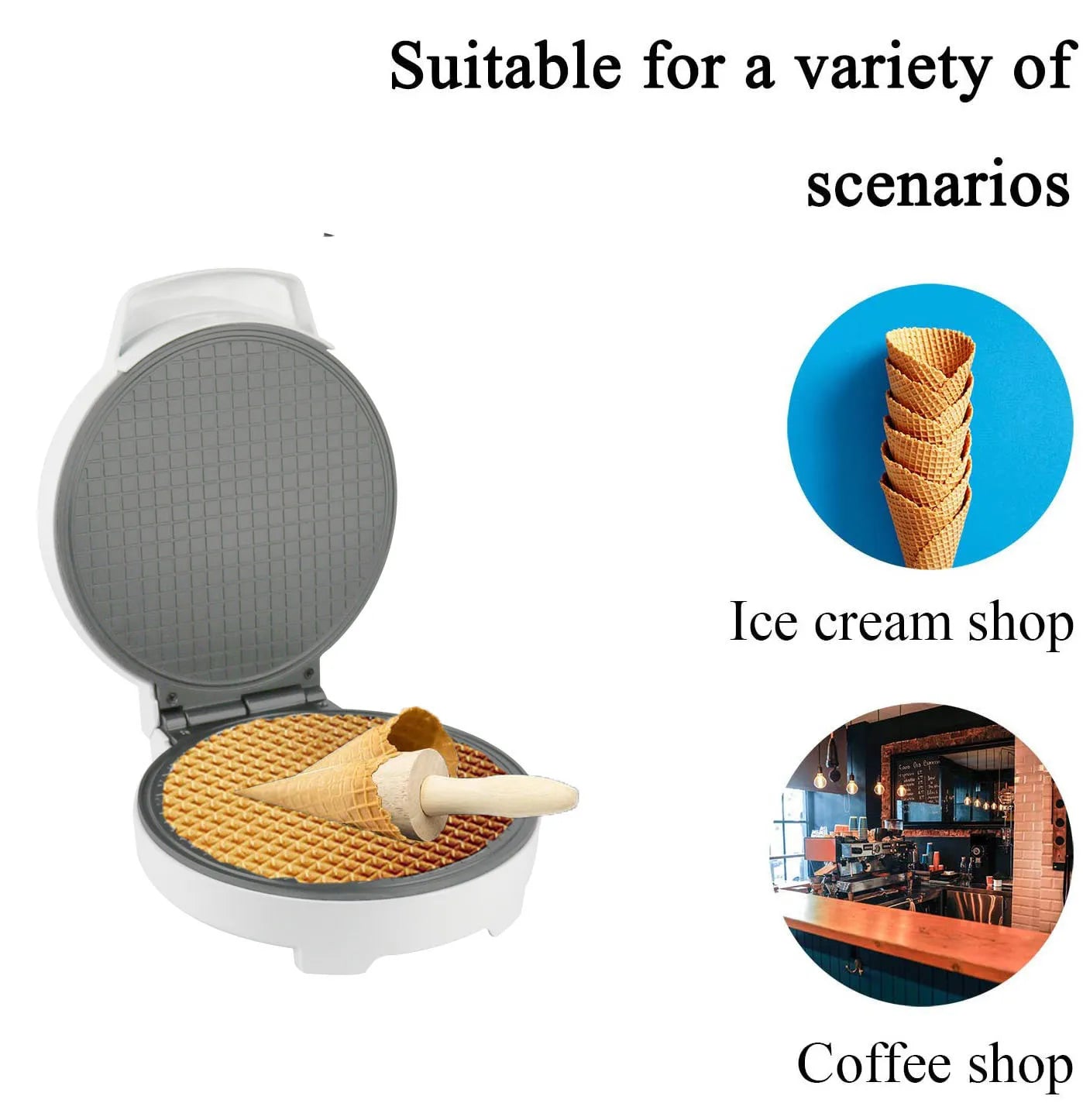 Household Breakfast Egg Roll Machine Electric Baking Pan Baking Machine Waffle Cone Maker Homemade Ice Cream Cone Machine