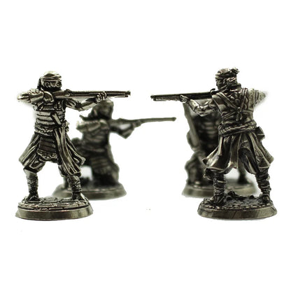 White Copper Japanese Shogunate Samurai Figurines Miniatures Vintage Metal Soldiers Model Statue Desktop  Ornament Toy