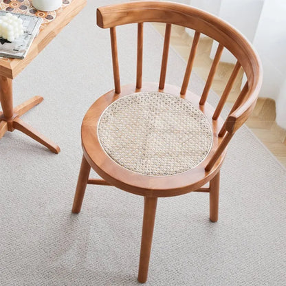 X&D Nordic Japanese Style Solid Wood Wicker Windsor Dining Chair Home Retro Leisure Backrest Chair Solid Wood Wicker Round Chair